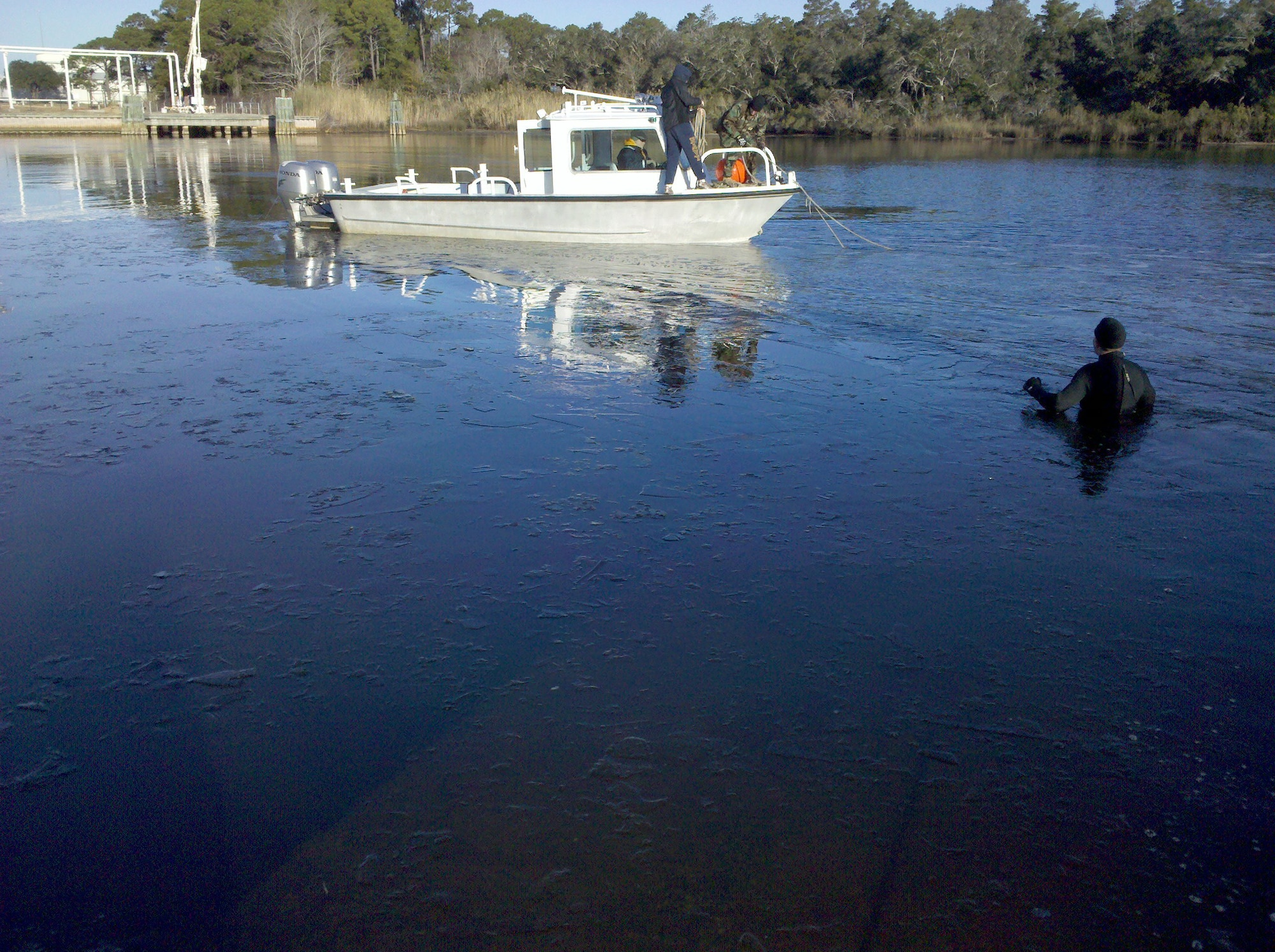 Boat on the water at Eglin Air Force Base, Florida