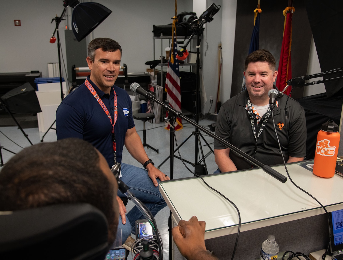 Photo of Rob Keisler and Adam Tyson in the photo recording studio.