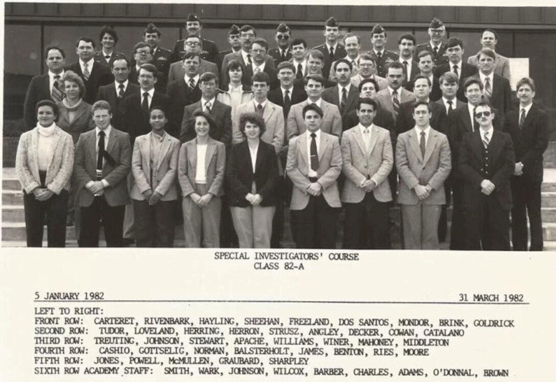 Special Agent Timothy Ries graduates from Air Force Special Investigations Course in class 82-A, March 31, 1982. Ries retired from active duty in 2000 as a lieutenant colonel and returned six days later.