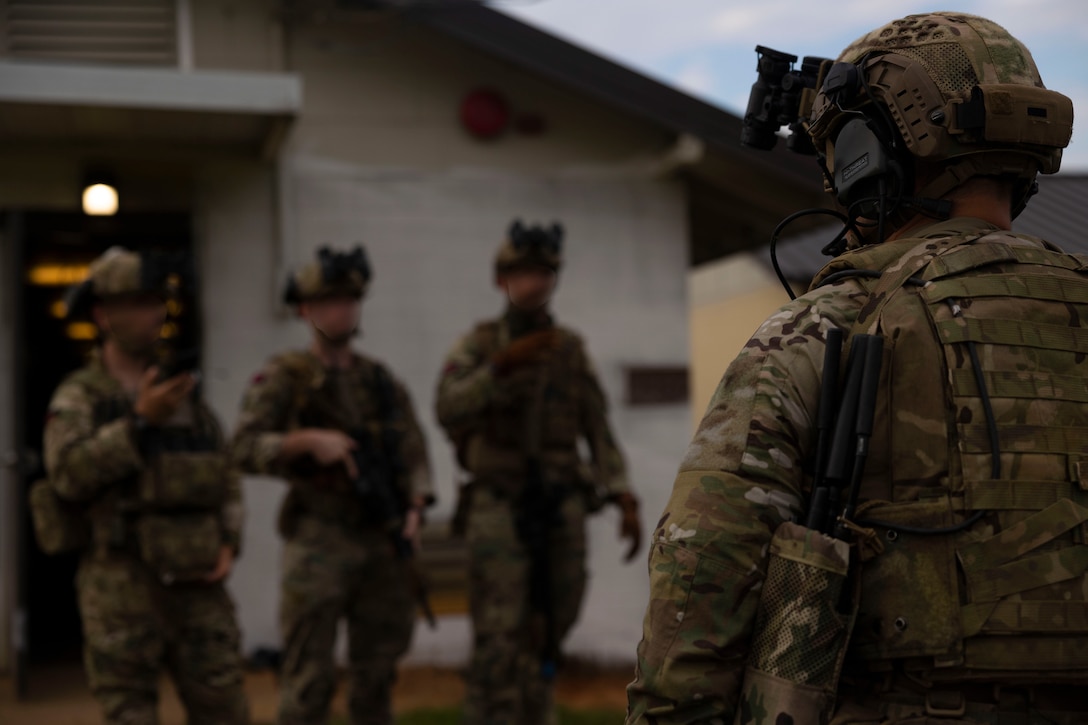 British Royal Marines with 40 Commando Royal Marines participate in Exercise Raven, a unit readiness exercise, with Marine Forces Special Operations Command, May 20, 2023. Ex. Raven is a training exercise held to evaluate all aspects of a Marine Special Operations Company prior to a special operations deployment. (U.S. Marine Corps photo by Cpl. Henry Rodriguez)
