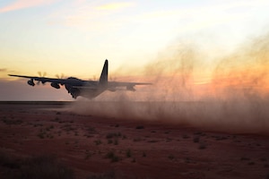 An MC-130J Commando II takes off April 2, 2015, at Melrose Air Force Range, N.M.