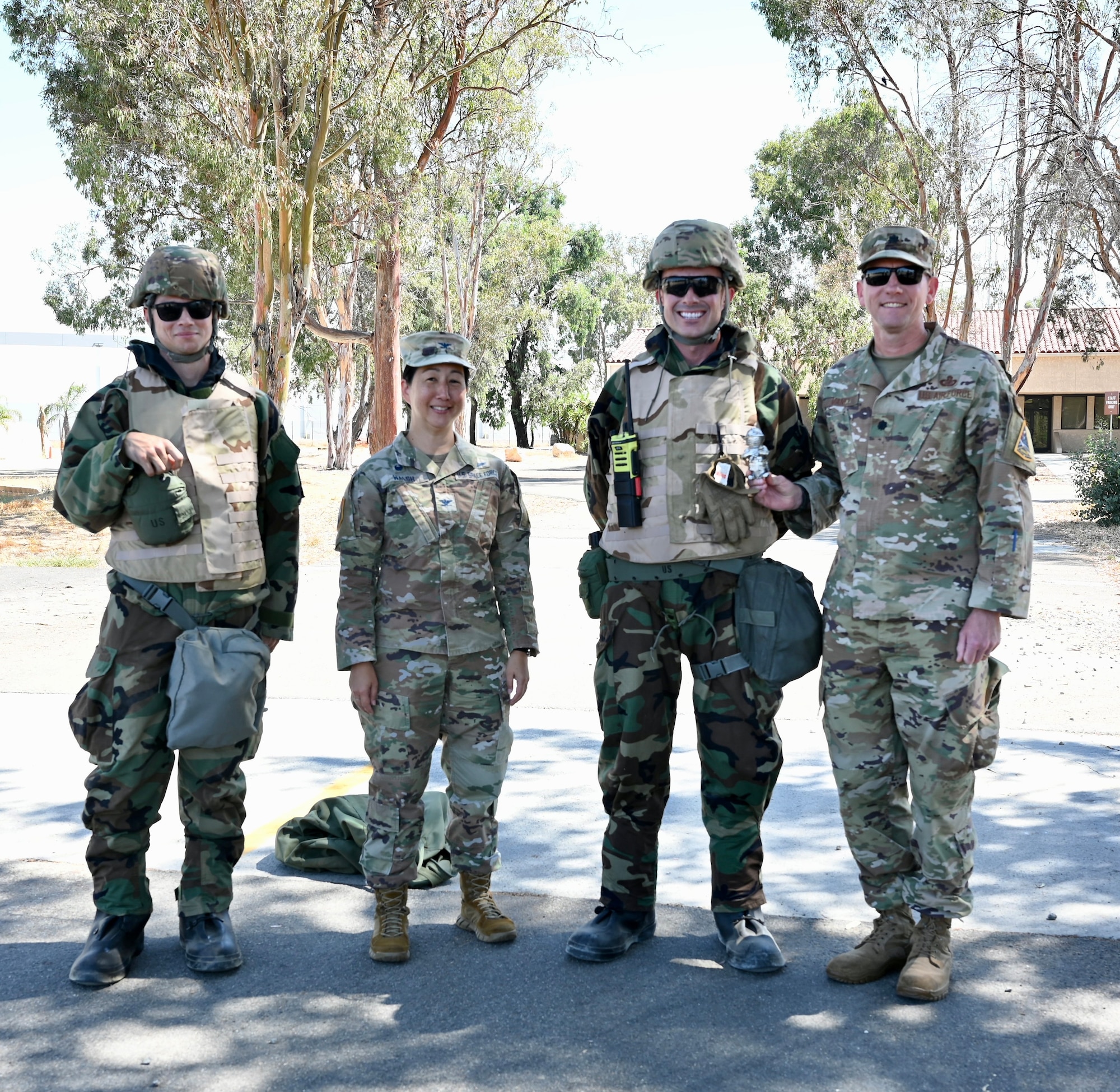 SBD 3 leadership poses for a photo with officers from the 61st Civil Engineer and Logistics Squadron during their recent exercise.