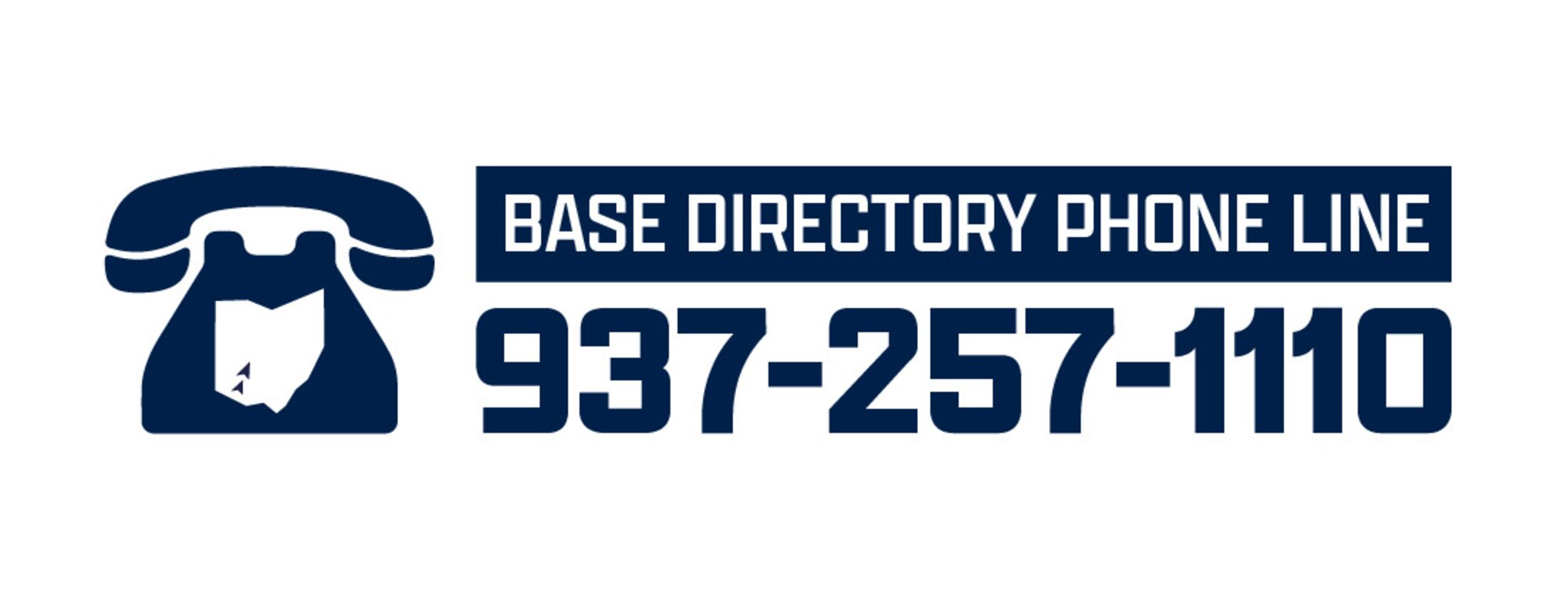 A graphic depicting a rotary phone and the number 937-257-1110 representing Wright-Patterson Air Force Base's new base directory phone line.