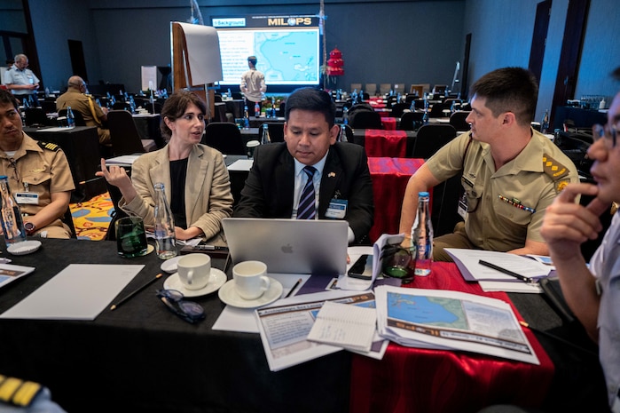 More than 140 participants from 34 nations attend the 34th annual International Military Law and Operations Conference (MILOPS 23) in Bali, Indonesia. Hosted by USINDOPACOM and the Indonesian Ministry of Defense, MILOPS 23 fostered discussions and dialogue to expand cooperation and uphold international law, rules and norms in the region. USINDOPACOM is committed to enhancing stability in the Indo-Pacific region by promoting security cooperation, encouraging peaceful development, responding to contingencies, deterring aggression and, when necessary, fighting to win. (U.S. Navy photo by Chief Mass Communication Specialist Shannon M. Smith)