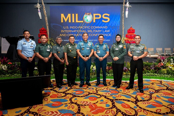 More than 140 participants from 34 nations attend the 34th annual International Military Law and Operations Conference (MILOPS 23) in Bali, Indonesia. Hosted by USINDOPACOM and the Indonesian Ministry of Defense, MILOPS 23 fostered discussions and dialogue to expand cooperation and uphold international law, rules and norms in the region. USINDOPACOM is committed to enhancing stability in the Indo-Pacific region by promoting security cooperation, encouraging peaceful development, responding to contingencies, deterring aggression and, when necessary, fighting to win. (U.S. Navy photo by Chief Mass Communication Specialist Shannon M. Smith)