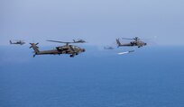 U.S. Army AH-64D Apache Longbow helicopters assigned to the 1st Battalion, 3rd Aviation Regiment (Attack Battalion), 12th Combat Aviation Brigade fired 15 Air-to-Ground Missile (AGM) 114R Hellfire II's at Karavia Range Complex, Greece, on May 12, 2023. Five AH-64D and AH-64A Apache helicopters from the Hellenic Armed Forces participated in the live fire exercise, demonstrating the ability to mass precision fires as part of a multinational team. The live fire exercise was an opportunity to enhance readiness across the force and further build interoperability with host nation partners. 12 CAB is among other units assigned to V Corps, America's Forward Deployed Corps in Europe. They work alongside NATO Allies and regional security partners to provide combat-ready forces, execute joint and multinational training exercises, and retain command and control for all rotational and assigned units in the European Theater.