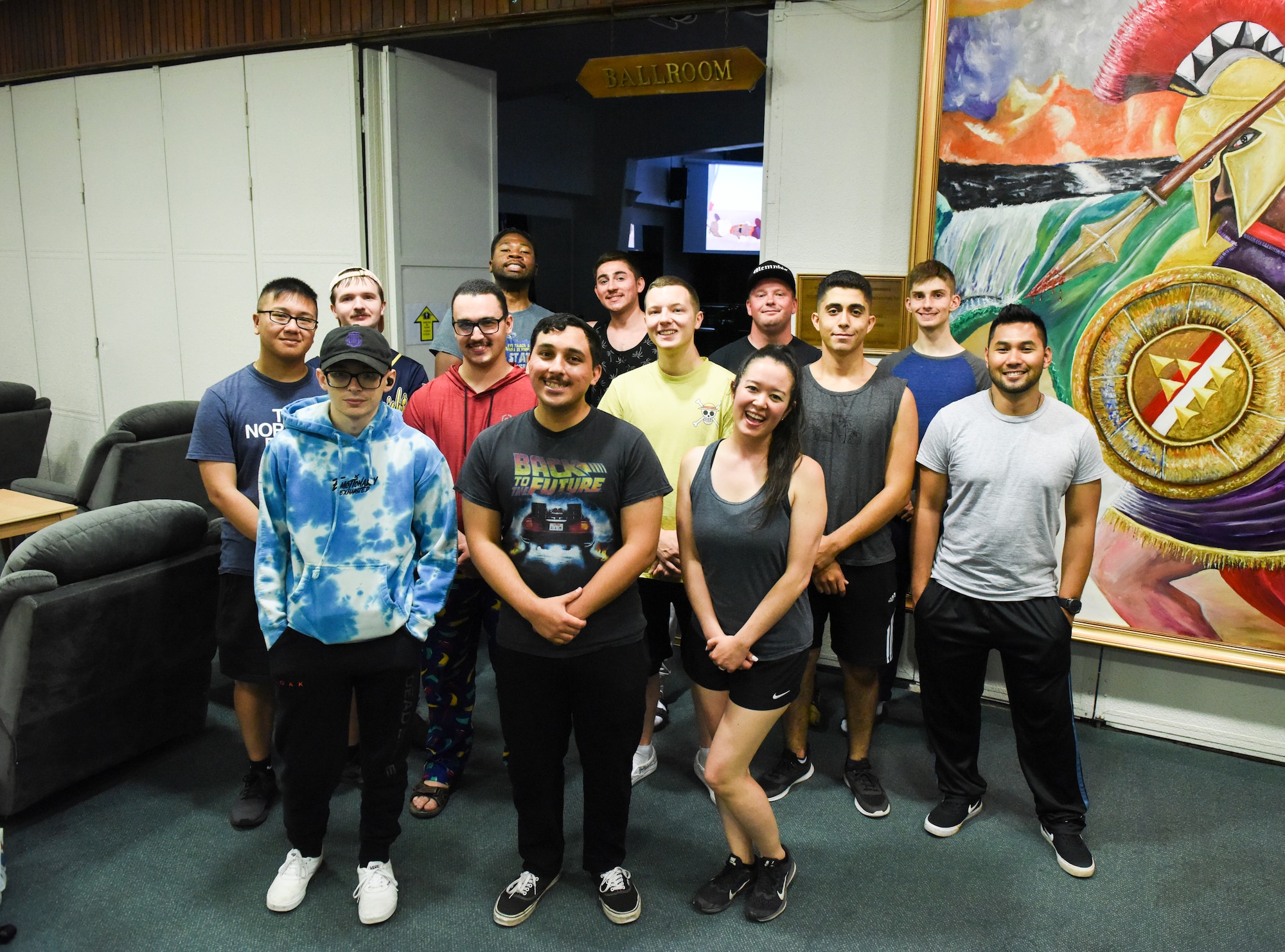 Service members participating in the Titans Refuge cartoon lockdown pose for a group photo at Incirlik Air Base, Türkiye, July 14, 2023