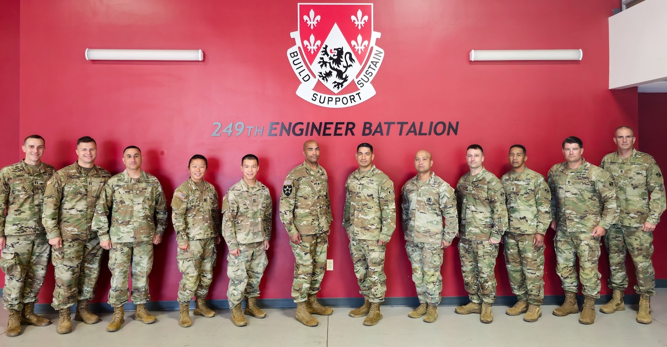 Command Team photo of the 249th Engineer Battalion, including companies and command team.