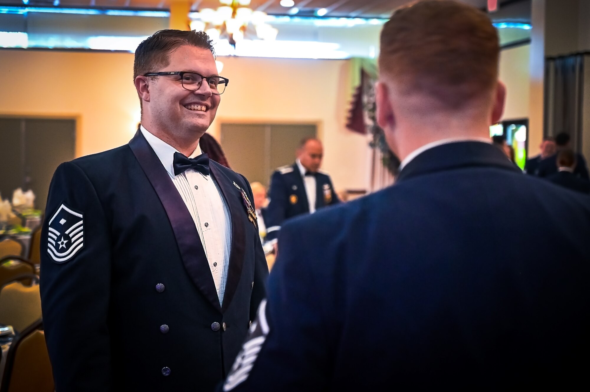 U.S. Air Force Master Sgt. selects assigned to McGuire Air Force Base participate in a Senior Noncommissioned Officer Induction Ceremony held at Joint Base McGuire-Dix-Lakehurst, N.J. on 28 August, 2023. The ceremony is a traditional right of passage used by SNCO's to convey to newly promoted Sergeant's the special pride felt when a service member enters the highest echelon of the NCO Corps.