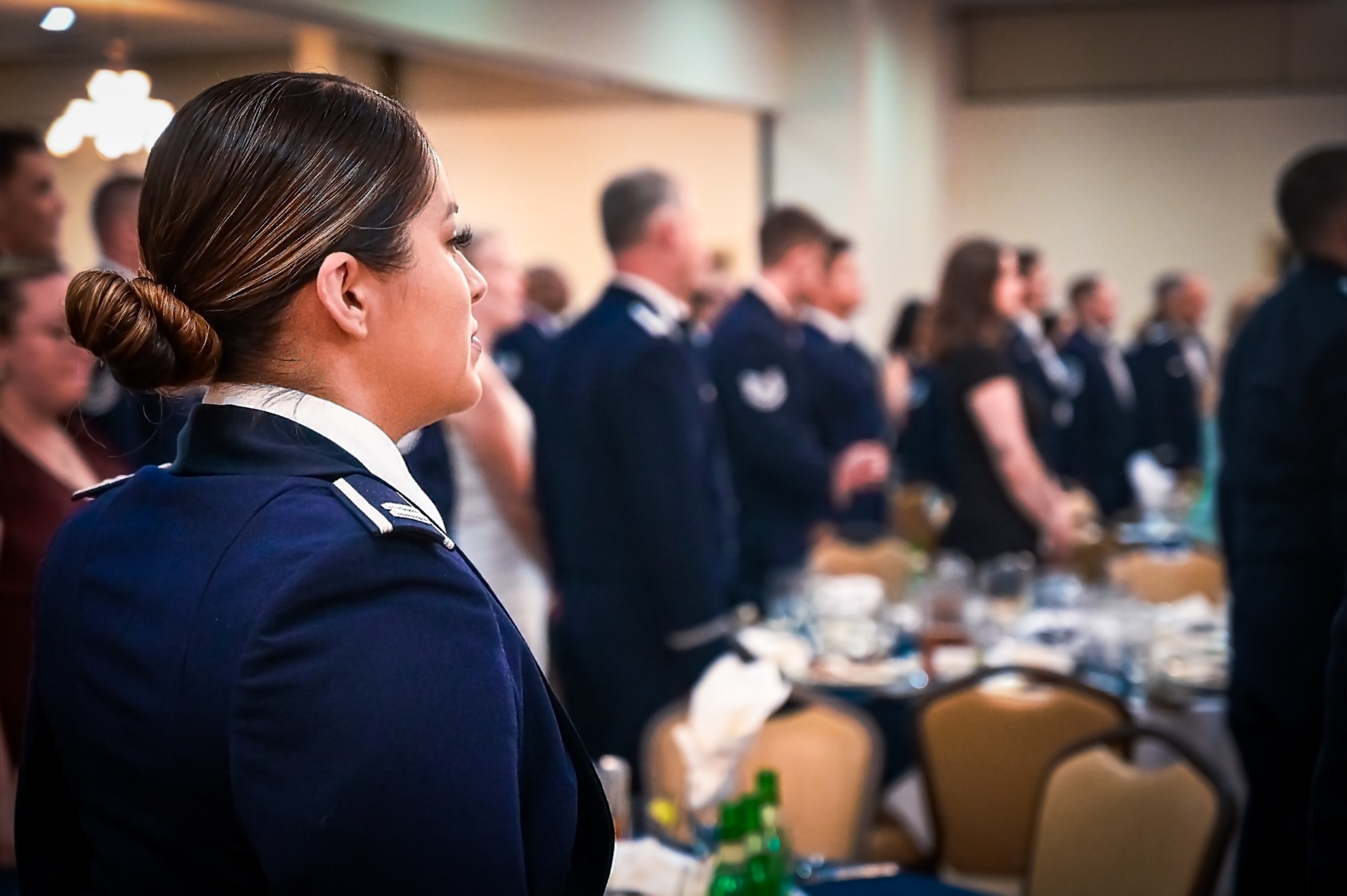 U.S. Air Force Master Sgt. selects assigned to McGuire Air Force Base participate in a Senior Noncommissioned Officer Induction Ceremony held at Joint Base McGuire-Dix-Lakehurst, N.J. on 28 August, 2023. The ceremony is a traditional right of passage used by SNCO's to convey to newly promoted Sergeant's the special pride felt when a service member enters the highest echelon of the NCO Corps.