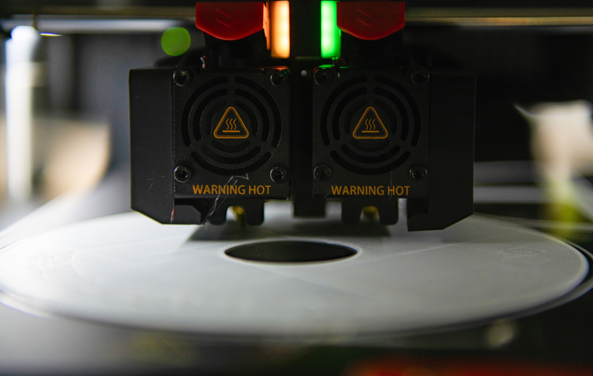 3D printer in action printing materials.