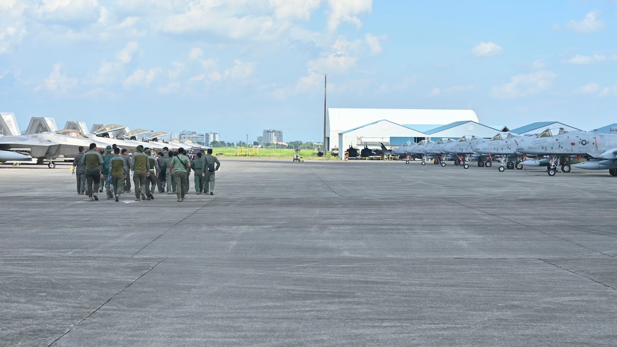 Two U.S. Air Force HC-130J Combat King IIs are being displayed on the flight line during exercise Cope Thunder 23-2 at Clark Air Base, Philippines, July 10, 2023.  Training alongside our Philippine Air Force counterparts allows us to demonstrate a shared vision of maintaining security, stability, prosperity, and peace throughout the Indo-Pacific. (U.S. Air Force photo by Senior Airman William Turnbull)