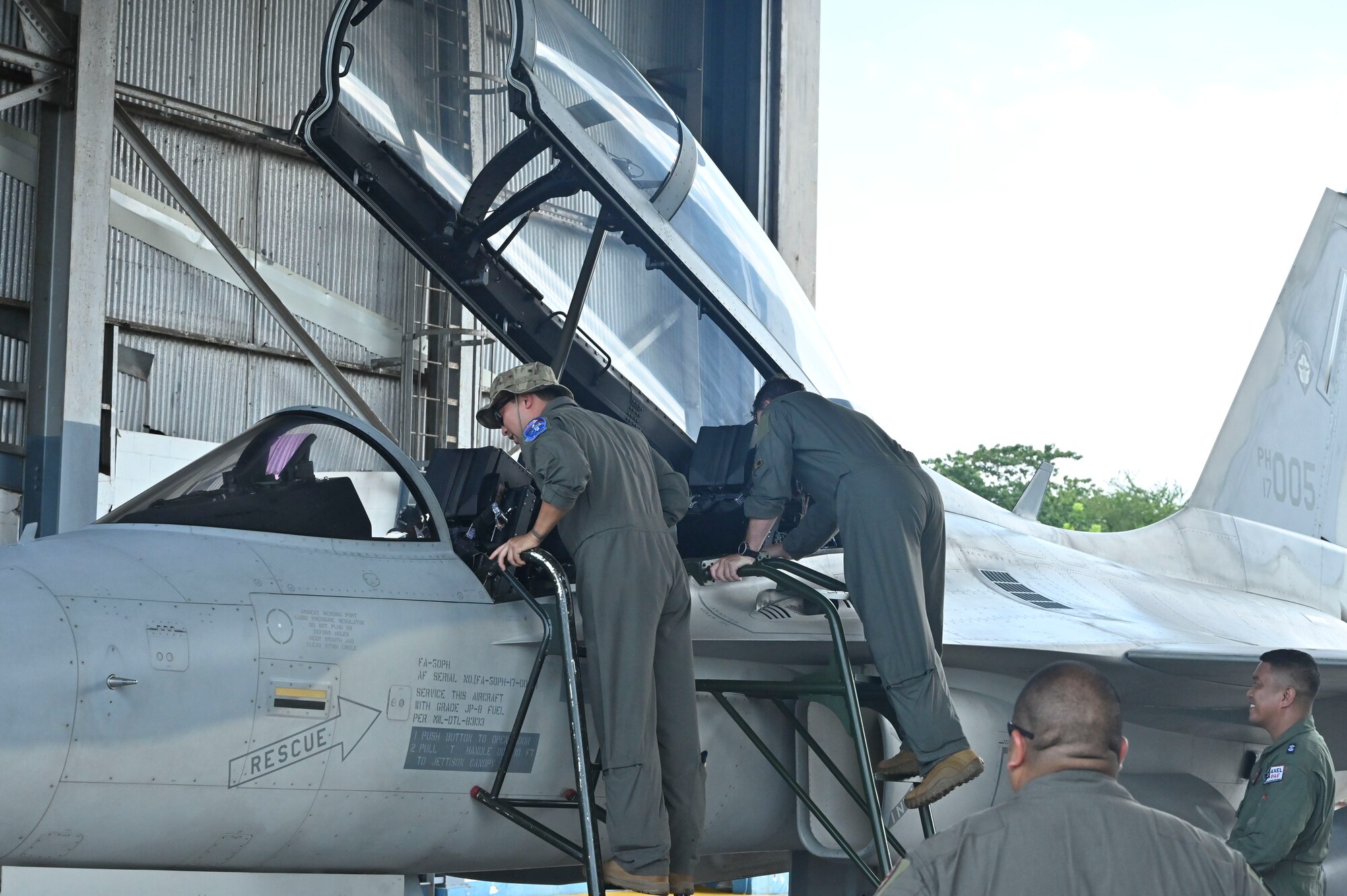 Two U.S. Air Force HC-130J Combat King IIs are being displayed on the flight line during exercise Cope Thunder 23-2 at Clark Air Base, Philippines, July 10, 2023.  Training alongside our Philippine Air Force counterparts allows us to demonstrate a shared vision of maintaining security, stability, prosperity, and peace throughout the Indo-Pacific. (U.S. Air Force photo by Senior Airman William Turnbull)