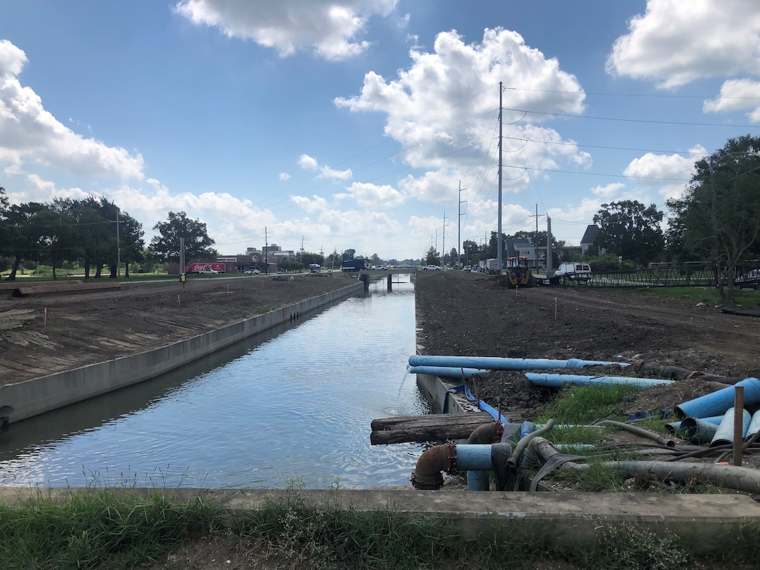 Newly completed main channel work for SELA 72.1.  the contractor is currently grading the channel bank and then will subsequently be planting grass seeding.