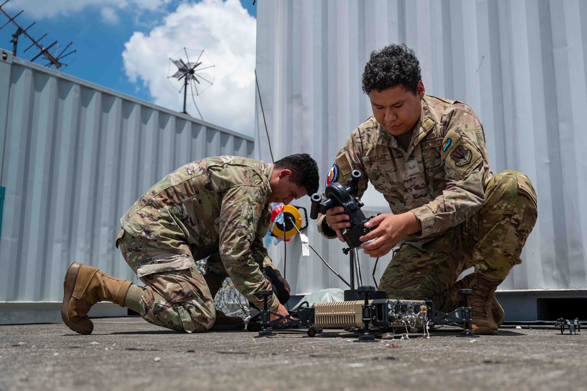 U.S. Air Force Airmen pack up communication equipment during exercise Cope Thunder 23-2 on the South ramp of Clark Air Base, Philippines, July 19, 2023. Cope Thunder builds upon existing U.S. relations with the Philippines. It demonstrates U.S. resolve to promote regional security and cooperation.
(U.S. Air Force photo by Airman 1st Class Jhade Herrera)