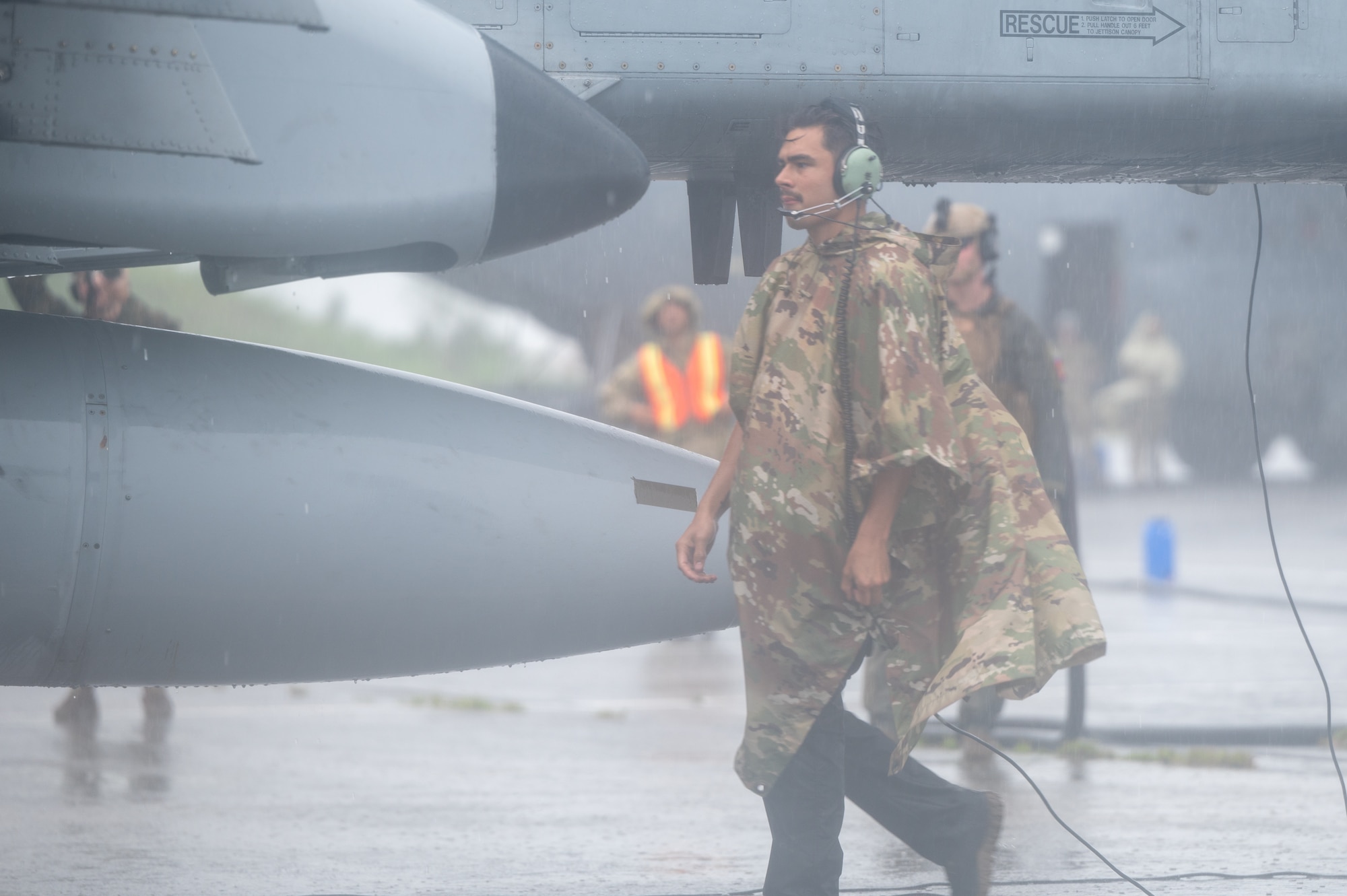 A U.S. Air Force Airman, assigned to Davis-Monthan Air Force Base, Arizona prepares to refuel an A-10C Thunderbolt II during a forward arming and refueling exercise for Cope Thunder 23-2 at Subic Bay International Airport, Philippines, July 15, 2023. The objectives of the exercise were to plan for combined fighter operations, practice interoperability with tactical units and bolster the combat capability of participating nations. (U.S. Air Force photo by Senior Airman Vaughn Weber)