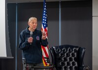 Chief Master Sergeant of the Air Force #5 (ret.) Robert Gaylor speaks at Wilford Hall Ambulatory Surgical Center, Joint Base San Antonio-Lackland, Texas, Aug. 2, 2023. Gaylor shared how his experience has shown him that a person’s aptitude and attitude are what lead to opportunity. (U.S. Air Force photo by Senior Airman Melody Bordeaux)