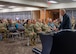 Chief Master Sergeant of the Air Force #5 (ret.) Robert Gaylor speaks at Wilford Hall Ambulatory Surgical Center, Joint Base San Antonio-Lackland, Texas, Aug. 2, 2023. In 1957, Gaylor had the opportunity to be a Military Training Instructor and after working as an MTI for male flights, was selected as the senior training noncommissioned officer for the 4734th Women in the Air Force basic training squadron. (U.S. Air Force photo by Senior Airman Melody Bordeaux)
