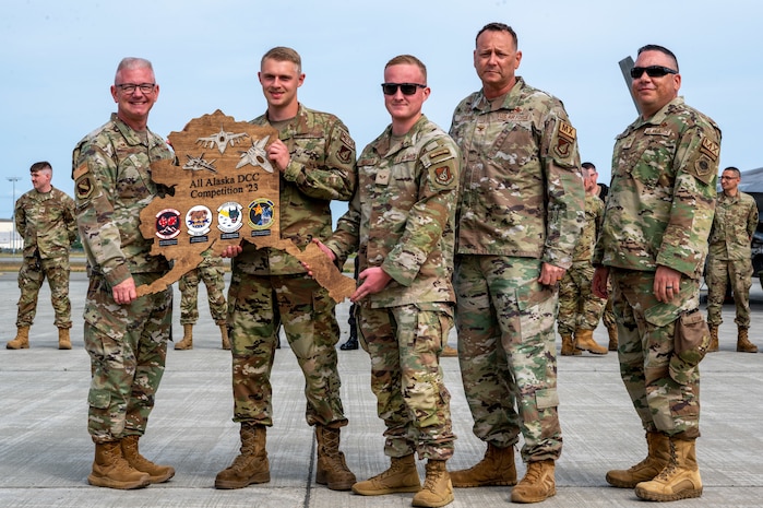 Award presentation to DCC team assigned to 356th FGS, Eielson AFB, at JBER, July 28, 2023