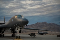 B-1B Lancer aircraft assigned the 34th Bomb Squadron, Ellsworth Air Force Base, South Dakota, are readied to participate in Red Flag-Nellis 23-3 at Nellis AFB, Nev. Aug. 1, 2023.