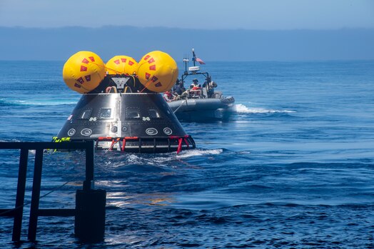 Sailors assigned to amphibious transport dock ship USS John P. Murtha (LPD 26) tow the Vehicle Advanced Demonstrator for Emergency Recovery, “VADR”, out of the well deck during Underway Recovery Test (URT) 10, July 26, 2023