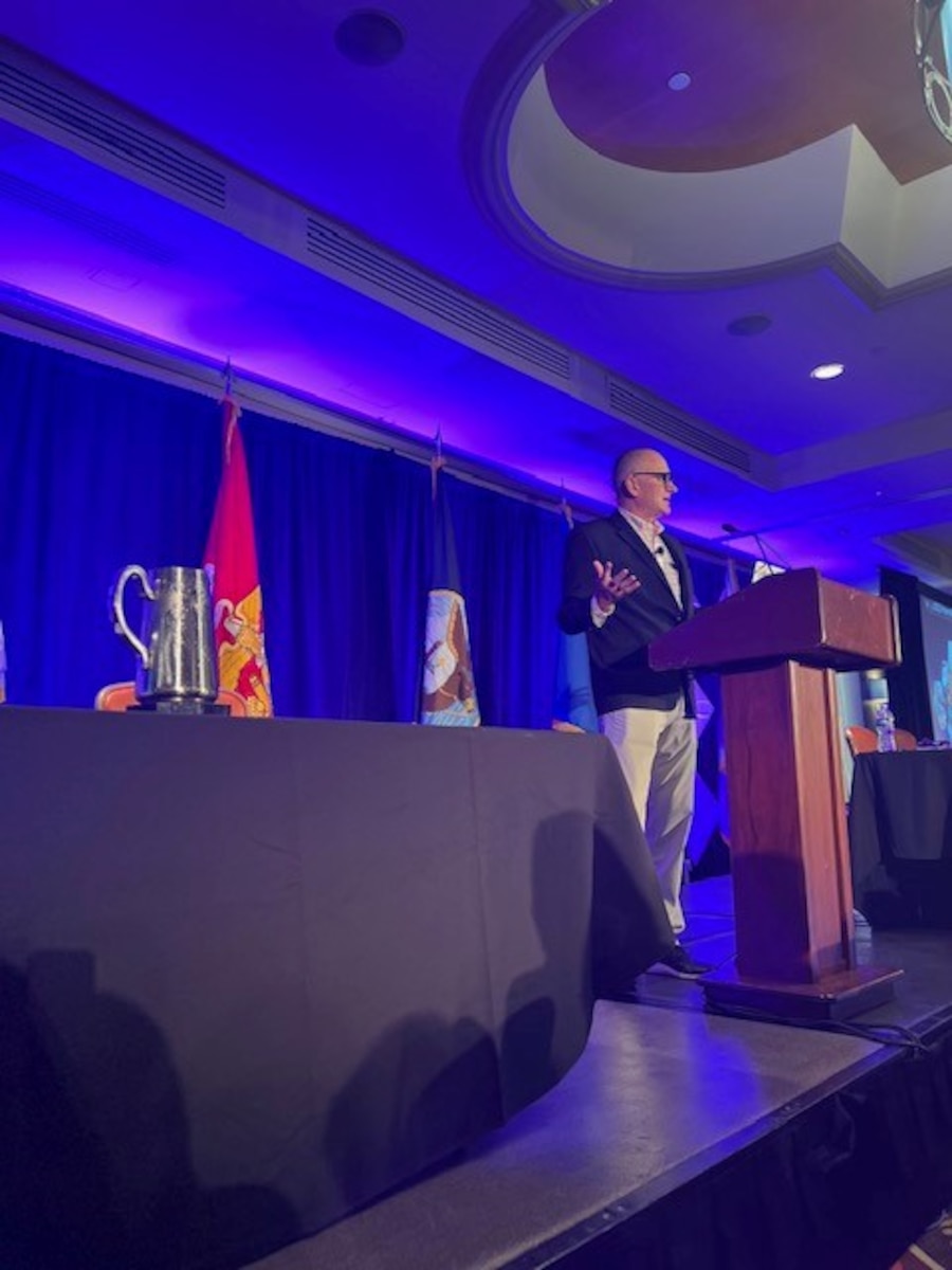 Dr. Timothy Bunning, chief technology officer, Air Force Research Laboratory, or AFRL, kicks off the National Defense Science and Engineering Graduate Fellowship, or NDSEG, conference for the Department of Air Force with opening remarks at the Hilton Palacio del Rio in San Antonio, Texas, July 31, 2023. Bunning talked to the NDSEG Fellows about career and fellowship opportunities available within AFRL. (U.S. Air Force photo / Brianna Hodges)