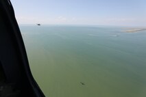 The flight took 20 district team members from the Jadwin Building, down the Texas coast to the Brazos River Floodgates, north to Addicks and Barker reservoirs, to the Conroe Army Reserve Center, the Wallisville Lake Project Office, and down the Houston Shipping Channel back to HQ.