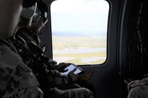 The flight took 20 district team members from the Jadwin Building, down the Texas coast to the Brazos River Floodgates, north to Addicks and Barker reservoirs, to the Conroe Army Reserve Center, the Wallisville Lake Project Office, and down the Houston Shipping Channel back to HQ.