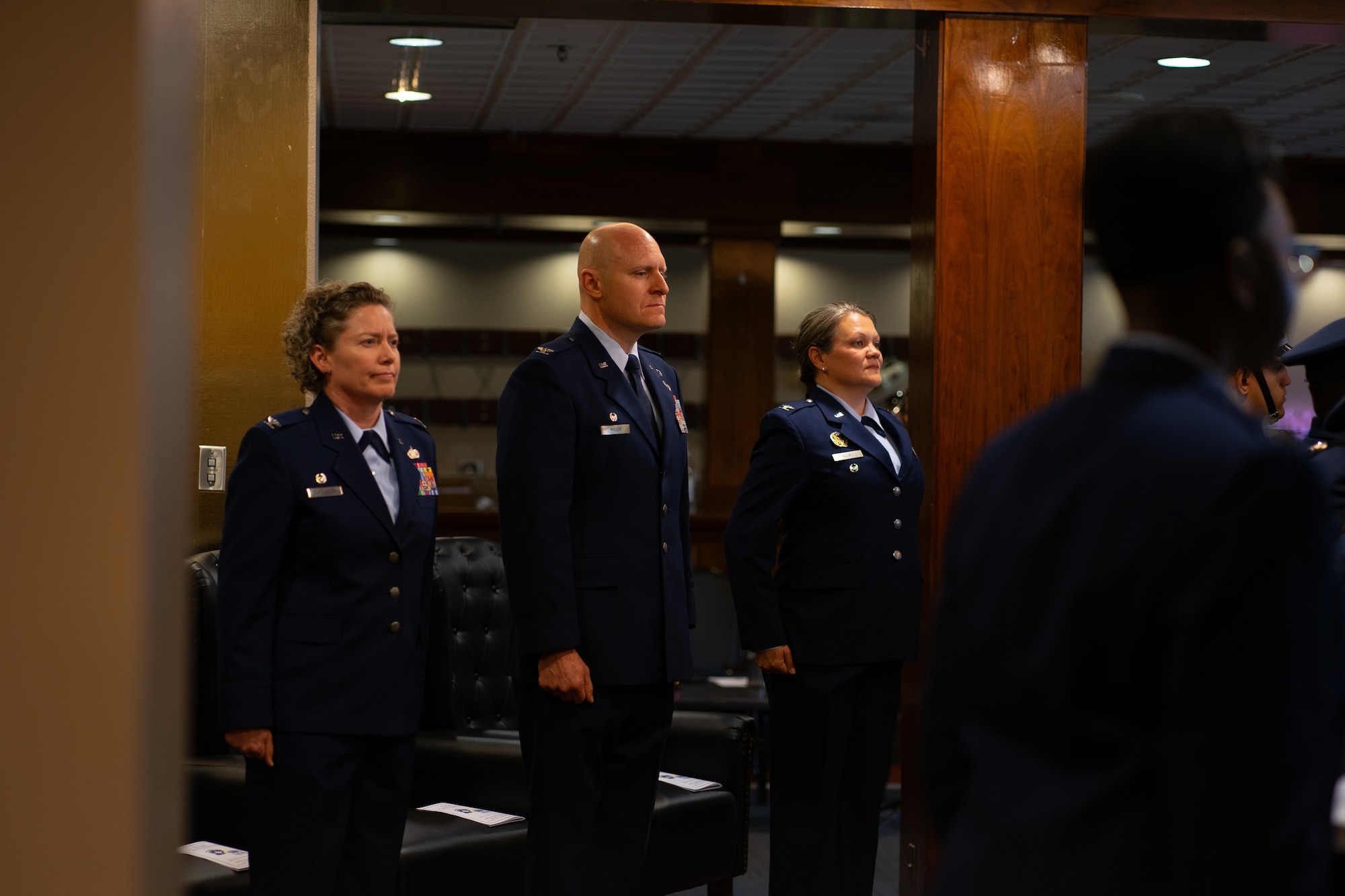 Col. Amy Bumgarner, OSI's commander, presides over the 8th Field Investigations Region change of command ceremony, where Col. Pamela A. Alley took the helm from Col. Seth A. Miller, the outbound commander.