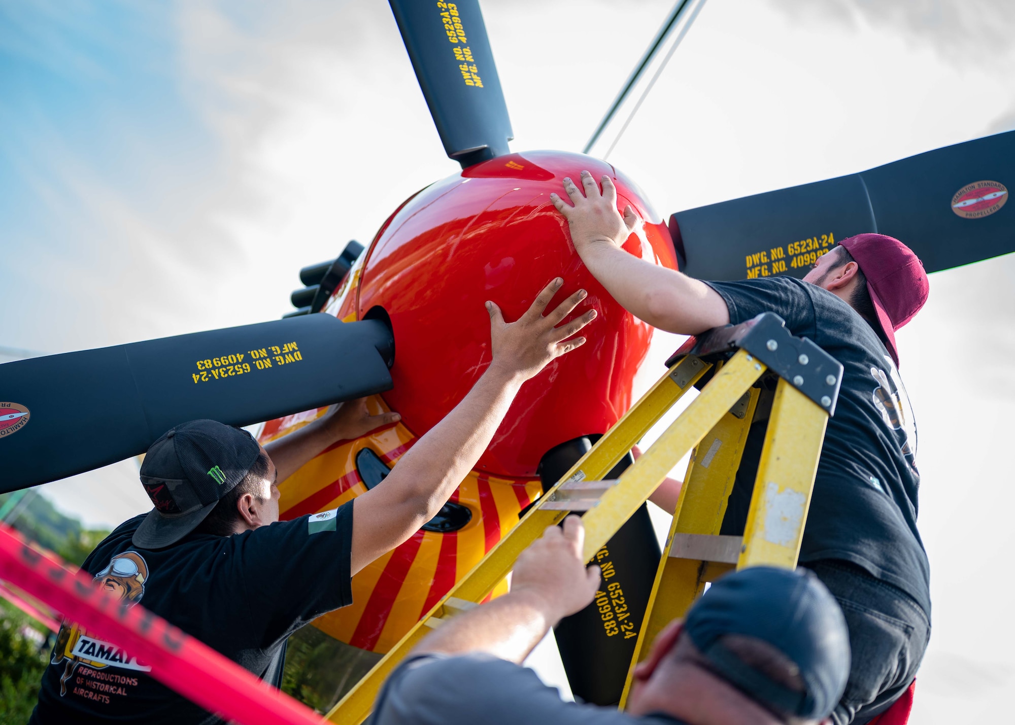The nose of the aircraft is fitted and secured.