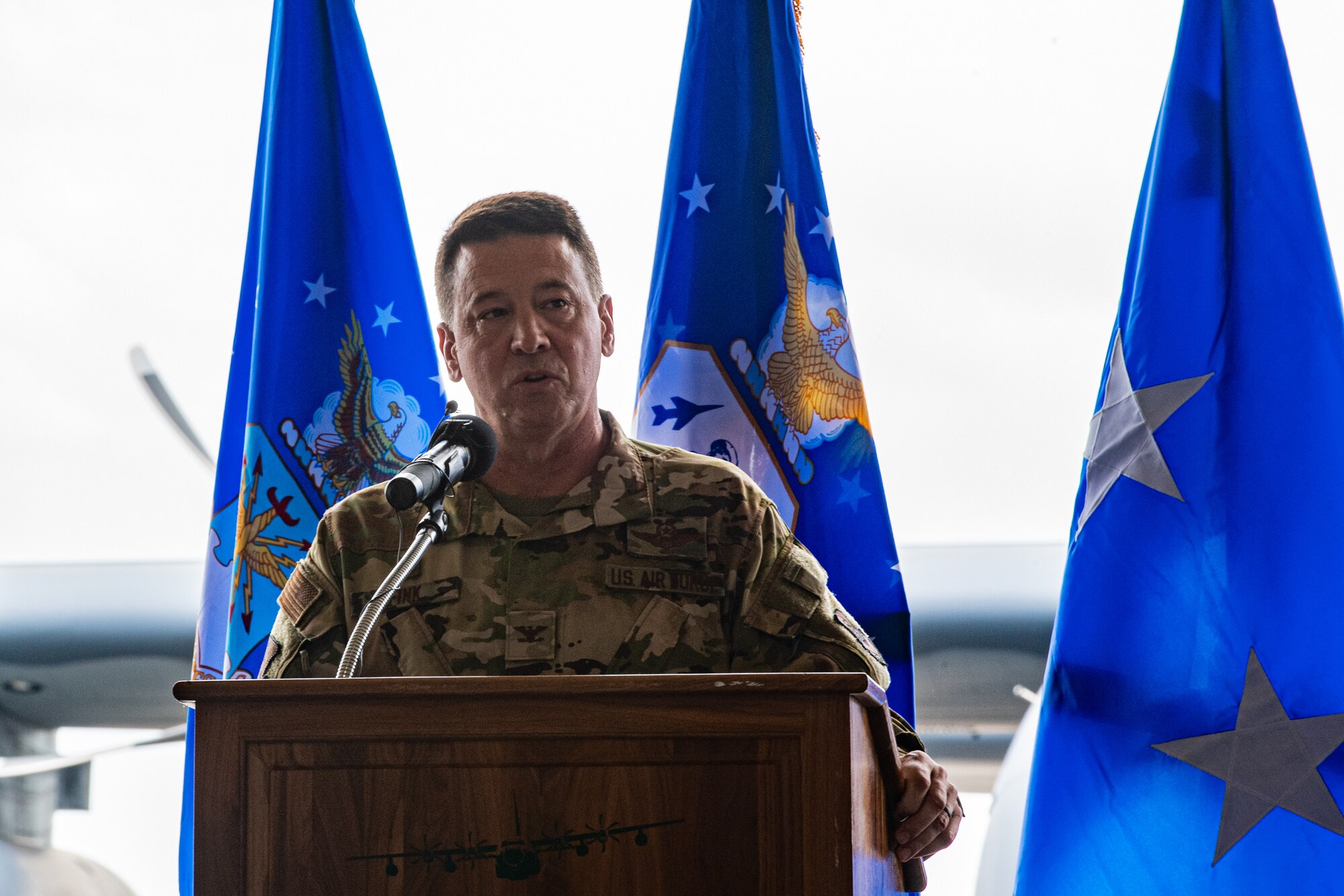 A new MC-130J Commando II aircraft rolls onto the flight line at the 193rd Special Operations Wing during an arrival ceremony in Middletown, Pennsylvania, July 27, 2023.