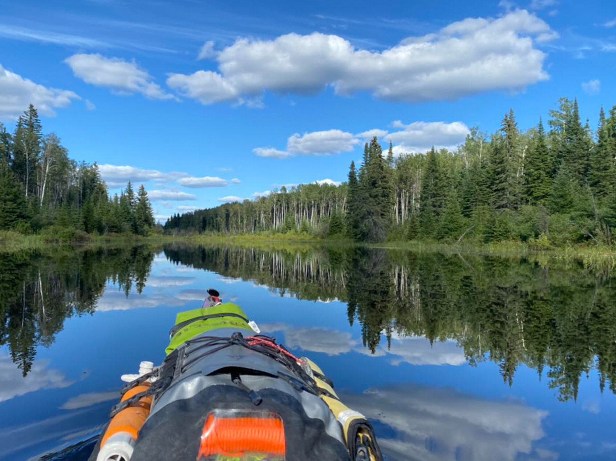 Madison Ecklund kayaks down the route to the Hudson Bay as part of a 1,500-mile solo kayak expedition from Minneapolis, Minnesota, USA, to York Factory, Manitoba, Canada in 2022. Ecklund, 412th Force Support Squadron recreation assistant was one of seven people in the world to achieve the awe-inspiring feat of resilience.