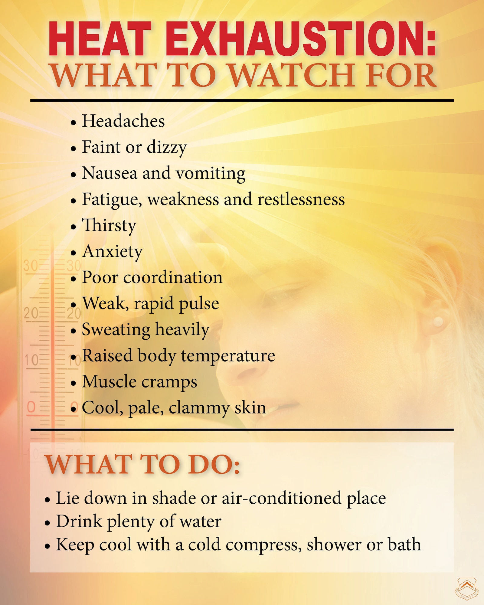 Running from the heat may seem to be the smartest choice, however it is not always feasible to have the luxury of being in cool conditions. Having the right information will help you from being the next causality from a heat related injury.