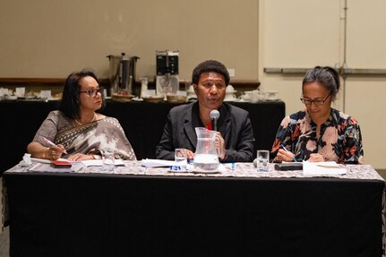 Cressida Kala, Founder of the Porgera Red Wara Women’s Association (PNG), speaks on a panel during the U.S. Indo-Pacific Command Office of Women, Peace & Security (WPS) workshop on “Building Inclusive Resilience” July 11-12 in Suva, Fiji. The event was the second part of a multi-year initiative by the INDOPACOM WPS office to advance women, peace and security and elevate women’s voices and leadership in the Pacific Islands.