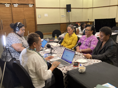 FemLINKPacific conducts interviews for podcast during the U.S. Indo-Pacific Command Office of Women, Peace & Security (WPS) workshop on “Building Inclusive Resilience” July 11-12 in Suva, Fiji. The event was the second part of a multi-year initiative by the INDOPACOM WPS office to advance women, peace and security and elevate women’s voices and leadership in the Pacific Islands.