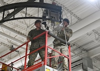 U.S. Marine Corps Sgt. Maj. Howard L. Kreamer, U.S. Strategic Command (USSTRATCOM) Senior Enlisted Leader, eats breakfast with noncommissioned officers at Minot Air Force Base, North Dakota, Aug. 2, 2023. During the breakfast, Kreamer answered questions about USSTRATCOM, and gave advice on how to enhance their leadership skills. (U.S. Air Force photo by Senior Airman Evan Lichtenhan)
