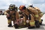 The Iowa Air National Guard's 185th Air Refueling Wing medical group conducted a simulated mass casualty exercise Aug. 5, 2023, in Sioux City, Iowa. Exercise role players were rescued by the unit’s firefighters and treated by medical personnel during the training.