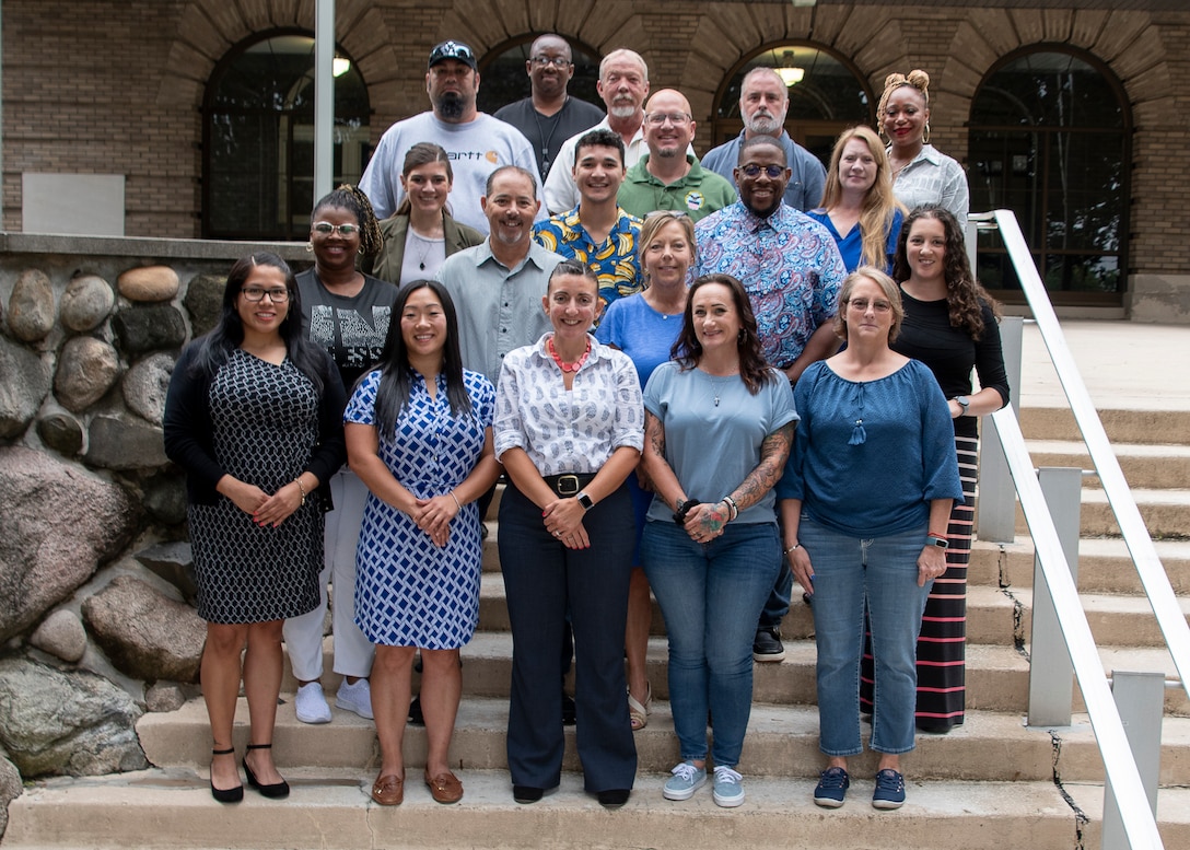 Group photo on the steps of the Hart-Dole-Inouye Federal Center in Battle Creek, Michigan.