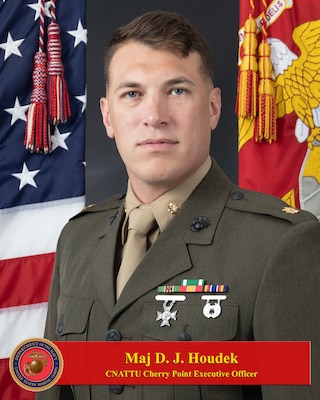 (Aug. 7, 2023) MARINE CORPS AIR STATION CHERRY POINT, N.C. -- Official portrait of Maj. Daniel Houdek. (U.S. Marine Corps photo)