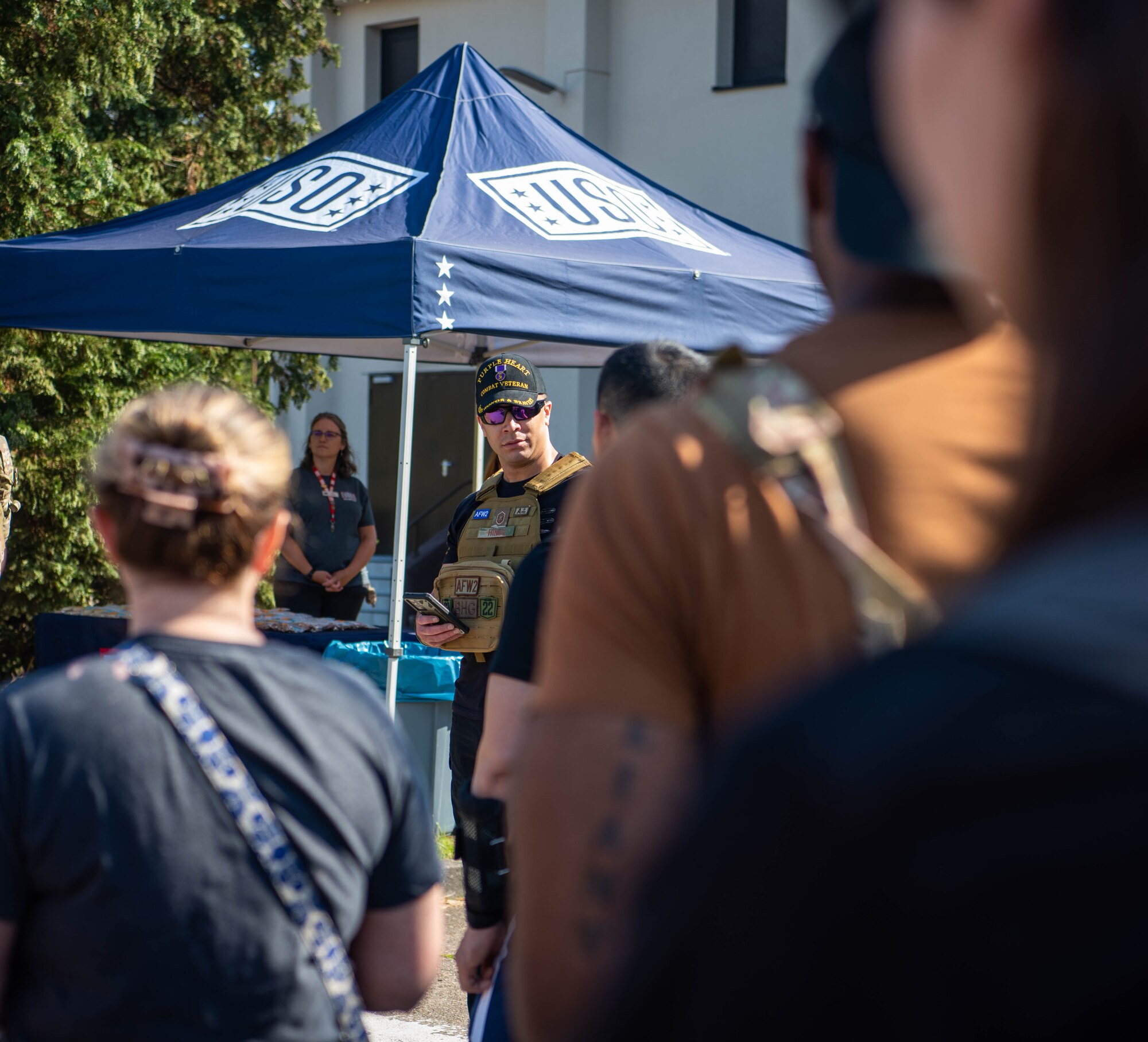 Airman speaks at ruck.