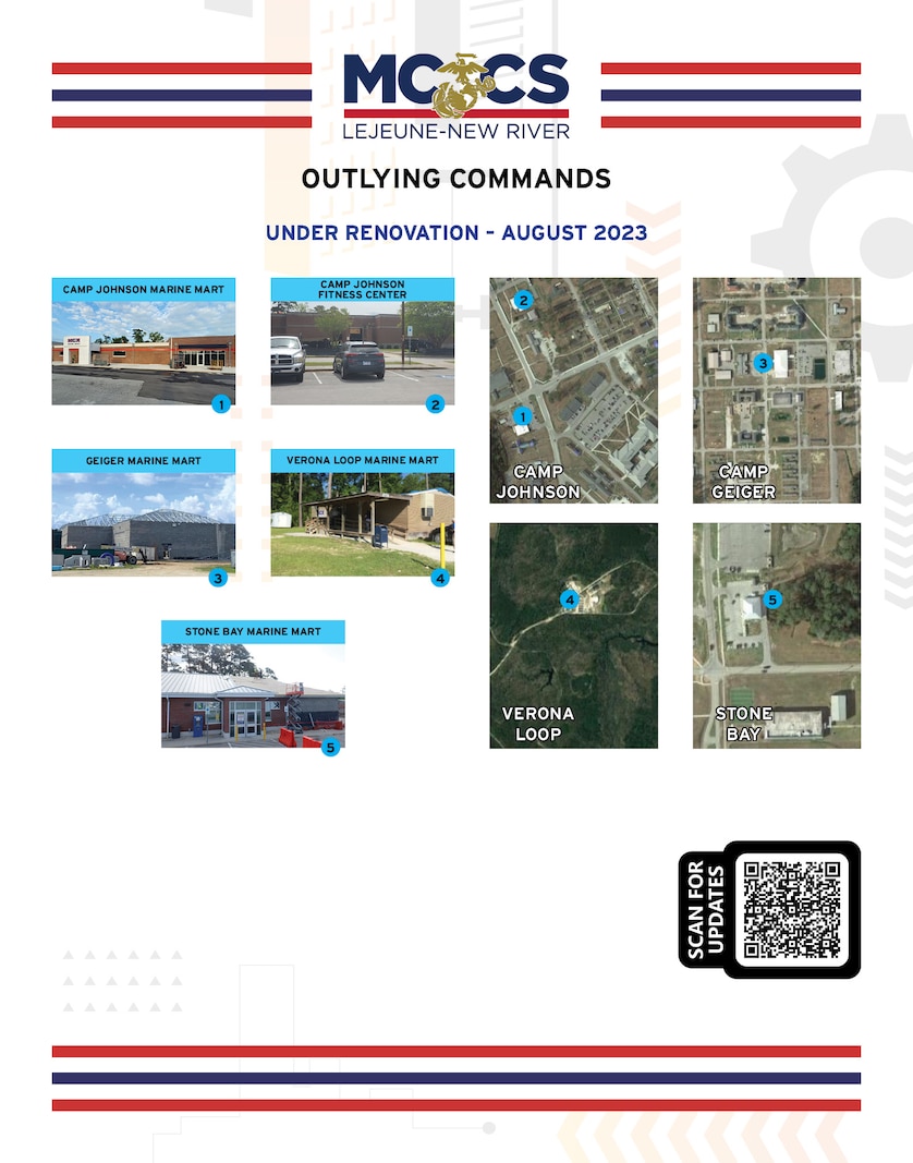 A map of construction projects across MCB Camp Lejeune.