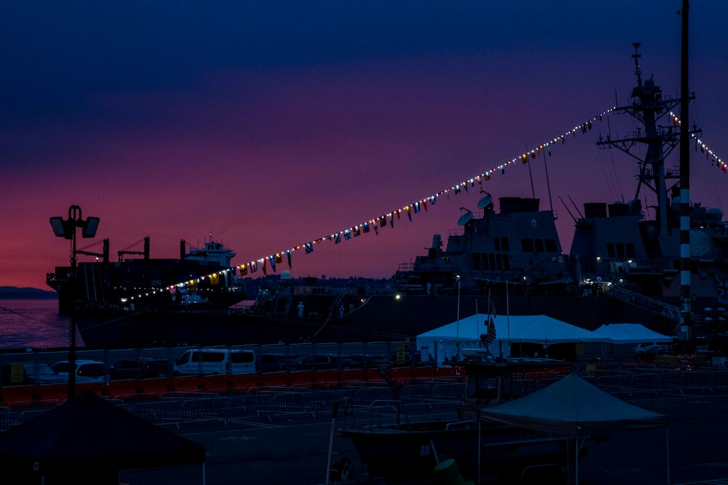 230805-N-YF131-1426 SEATTLE (Aug. 5, 2023) Sailors and civilians attend the Seattle Fleet Week closing reception hosted by the Arleigh burke-class guided-missile destroyer USS Barry (DDG 52). Seattle Fleet Week is a time-honored celebration of the sea services and provides an opportunity for the citizens of Washington to meet Sailors, Marines and Coast Guardsmen, as well as witness firsthand the latest capabilities of today’s U.S. and Canadian maritime services. (U.S. Navy photo by Mass Communication Specialist 2nd Class Madison Cassidy)