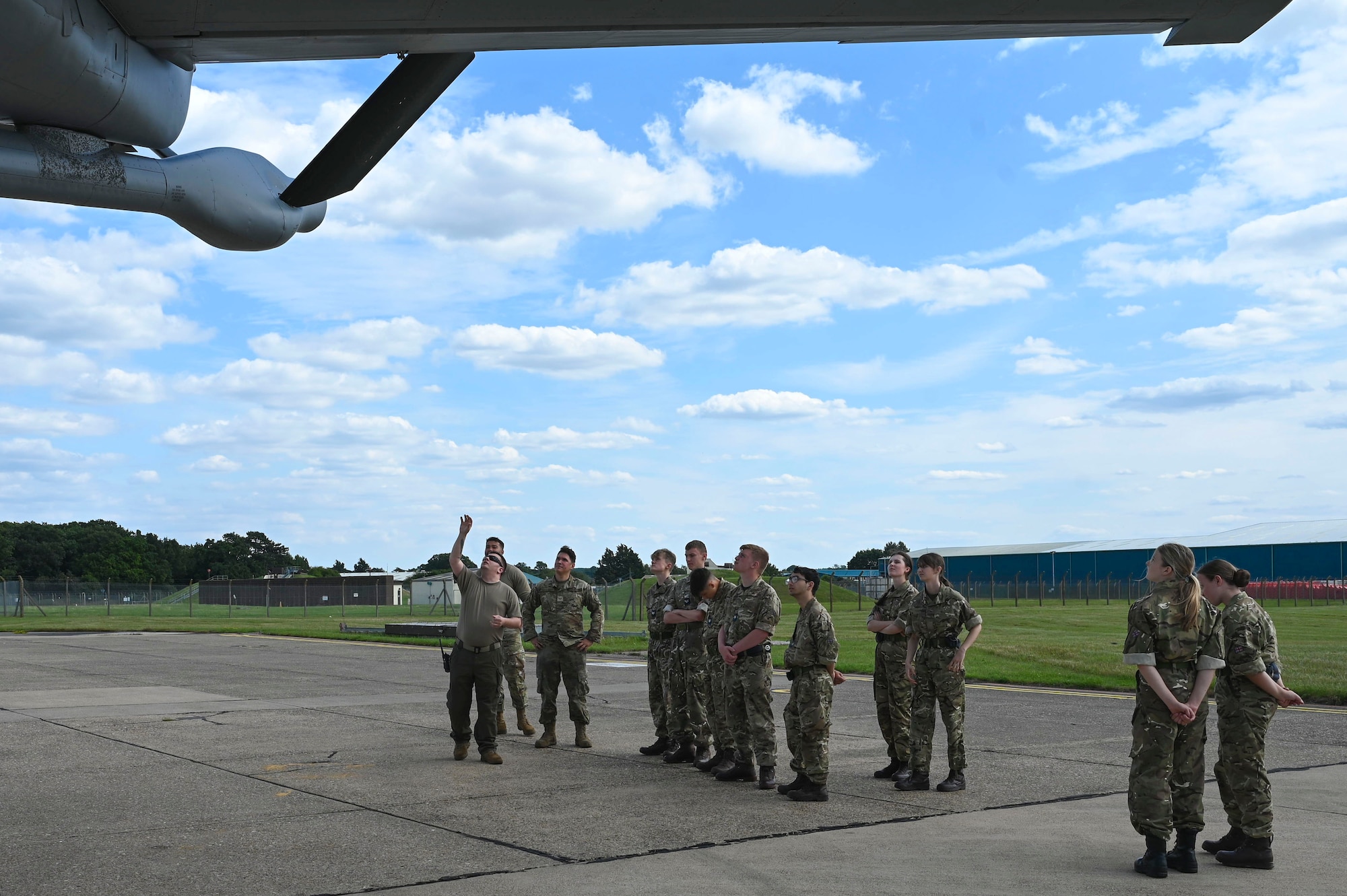 The cadets were given the opportunity to observe the boom on a KC-135 aircraft to gain a better understanding on the aerial refueling process.