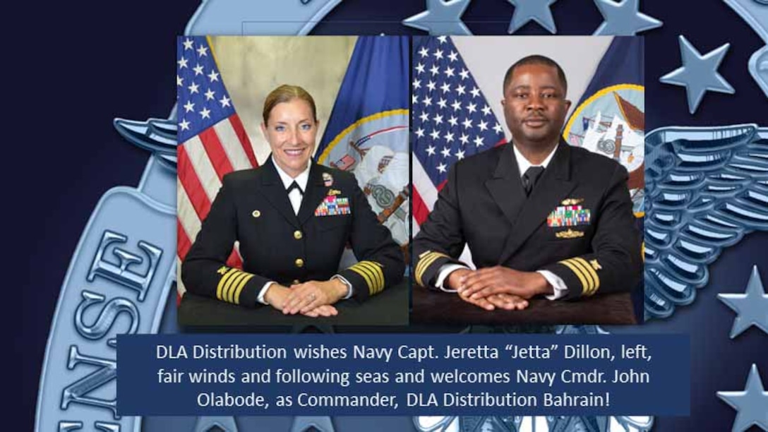 Photos of two Navy Commanders - the outgoing commander on the left and the incoming commander on the right.