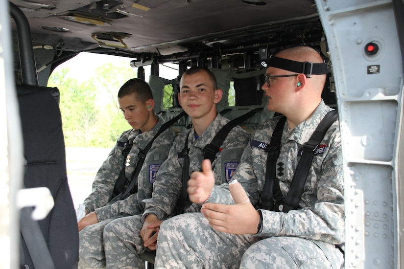 Cadets visited the Boone National Guard Center in Frankfort, Ky on May 8, 2023 where they got the opportunity to ride in a Blackhawk helicopter.