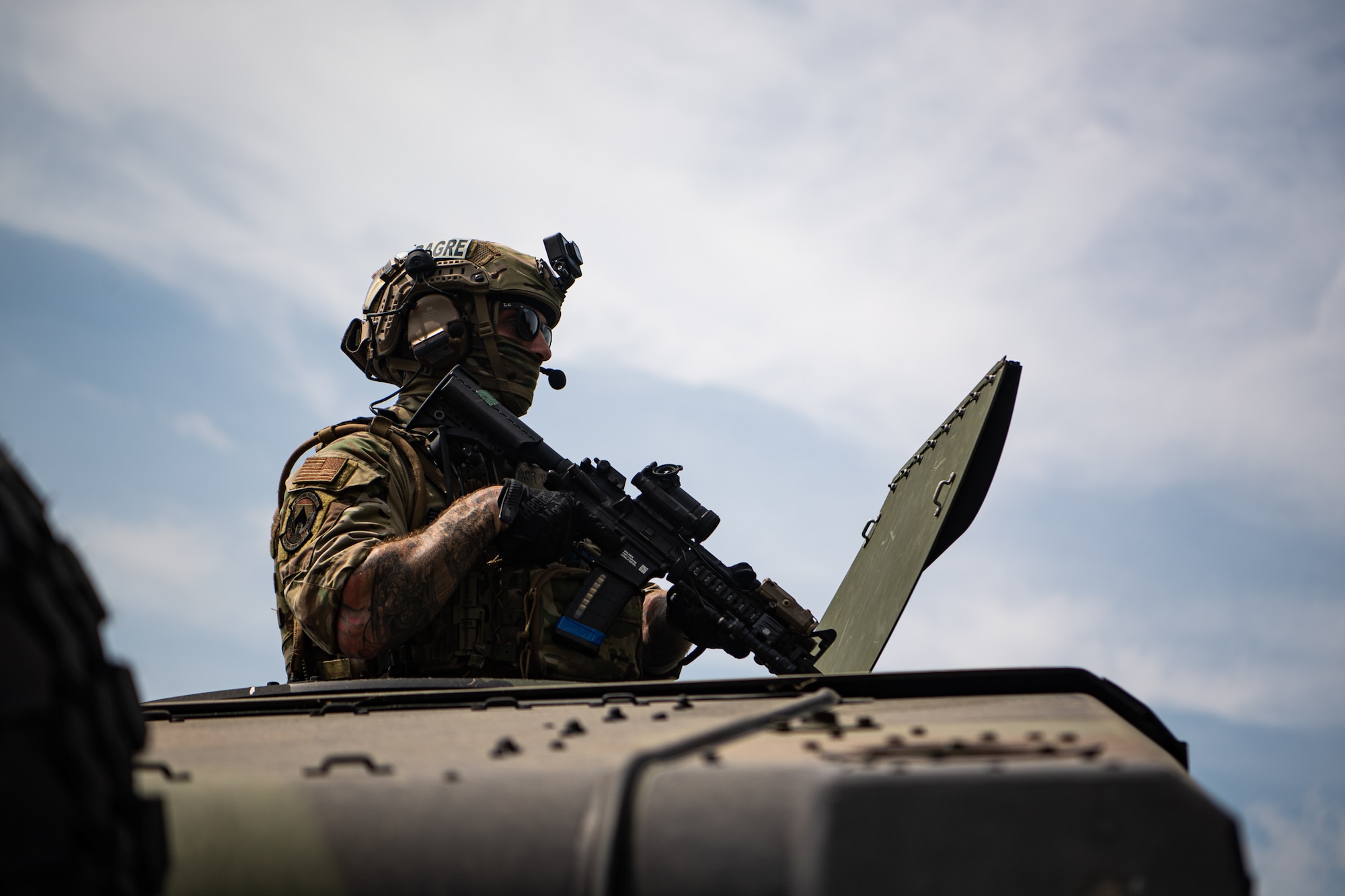 DAGRE team members from the 193rd Special Operations Security Forces Squadron participate in Exercise Iron Keystone at Fort Indiantown Gap, Pennsylvania, August 5, 2023.