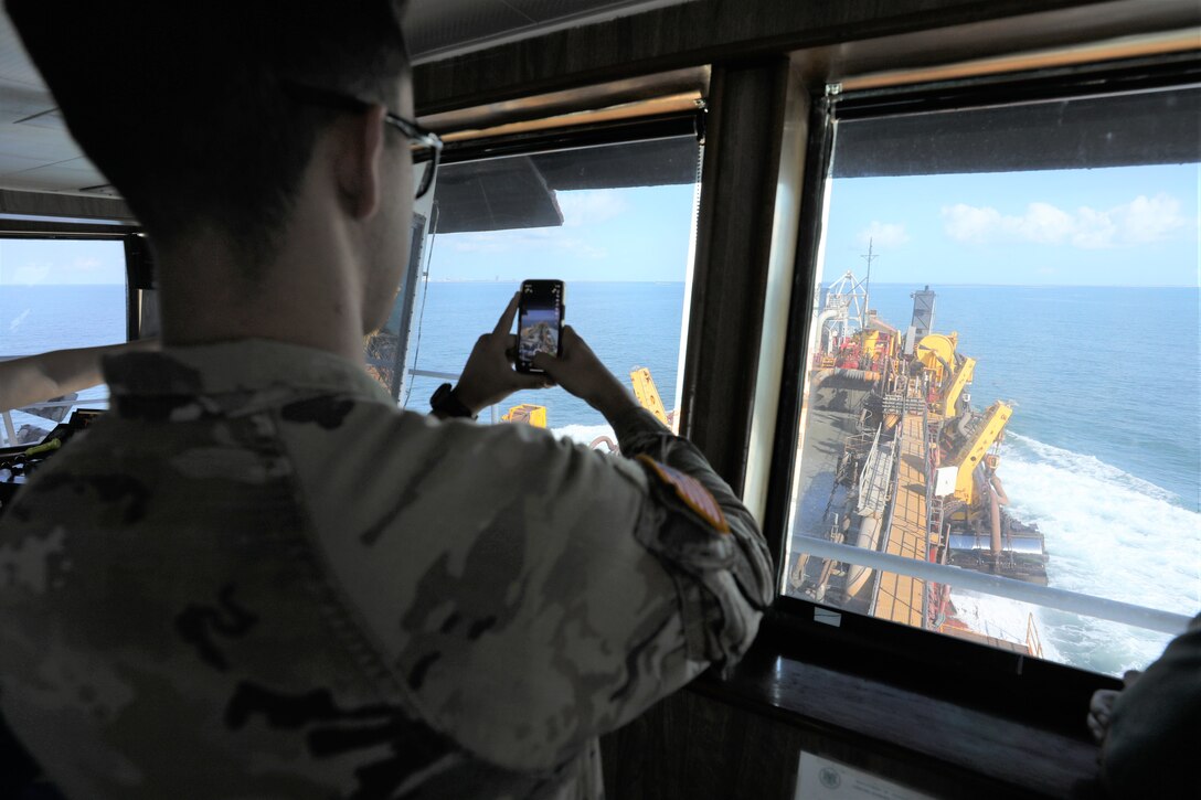 The Padre Island is a “suction hopper dredger” and is currently contracted to dredge parts of Galveston Channel.