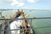 The Padre Island is a “suction hopper dredger” and is currently contracted to dredge parts of Galveston Channel.