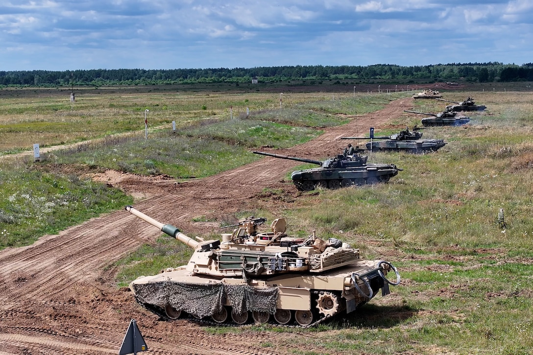Tanks line up during an exercise.