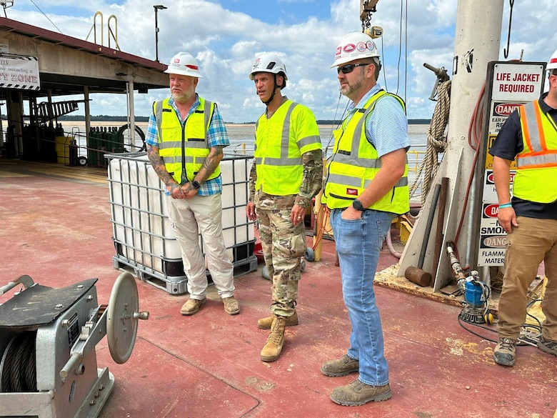 Memphis District Commander Col. Brian Sawser and several members of the district leadership team traveled to Mhoon Bend, Mississippi, on July 12, to visit the district's Bank Grading Unit team and observe the new bank grader, Grader 1, in action for the first time since its arrival and christening earlier this year. 

With this year’s revetment season now in full swing, the BGU is laser-focused on accomplishing two key objectives, with the first being training, both contractor-led and on-the-job, to attain the necessary certifications and practice according to each employees' role. 

Additionally, unit operators will use this first test site to calibrate the newly constructed machine, ensuring it's “put through the paces,” so to speak.



Additionally, unit operators will use this first test site to calibrate the newly constructed machine, ensuring it's “put through the paces,” so to speak.